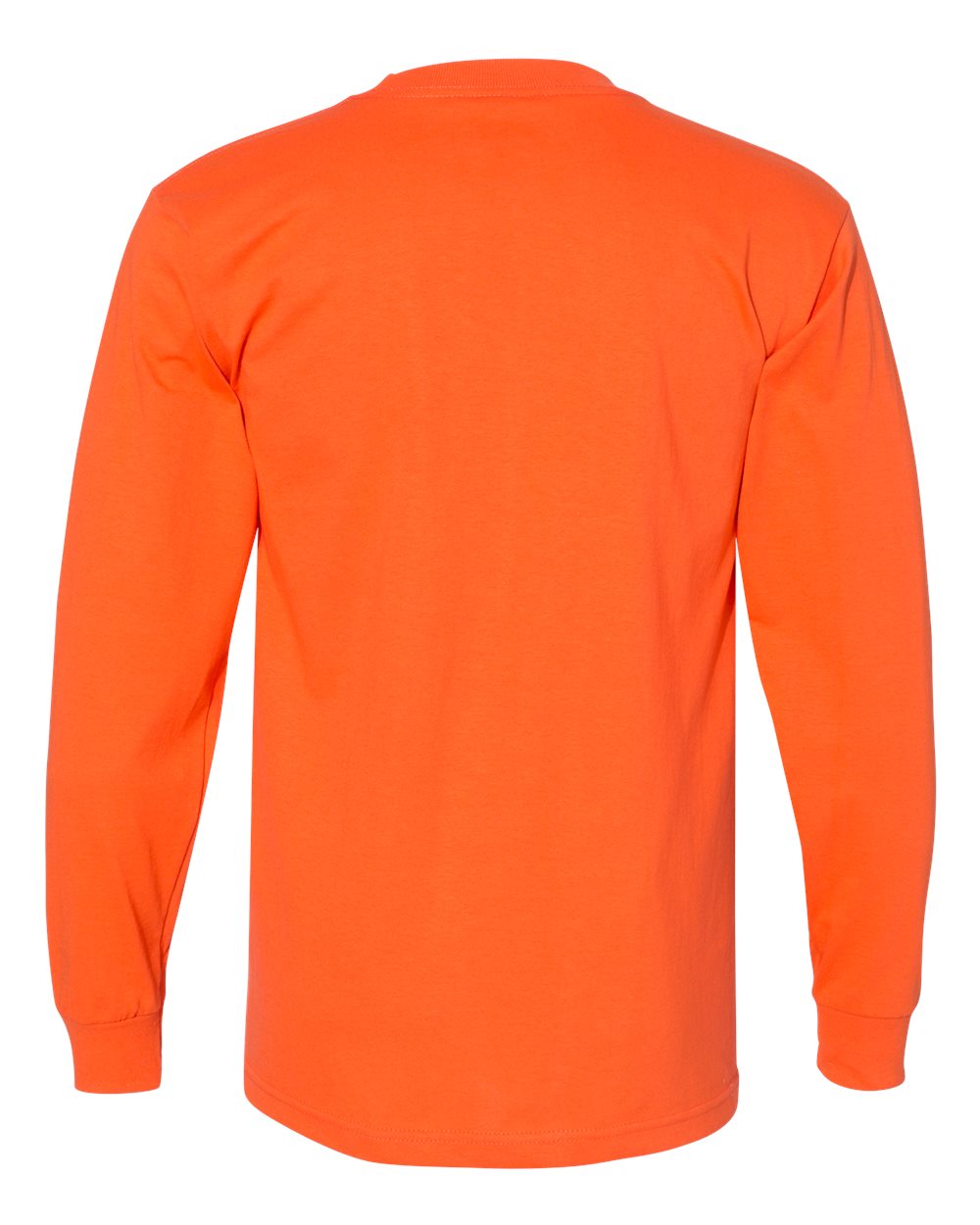 Rear View of Orange USA-Made Long Sleeve T-Shirt - 6100