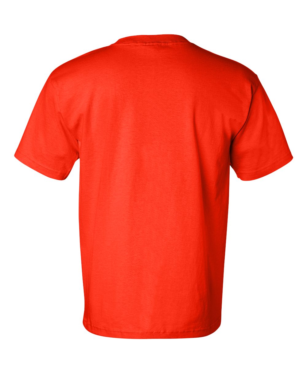 Rear View of Orange USA-Made Pocket T-Shirt - 7100