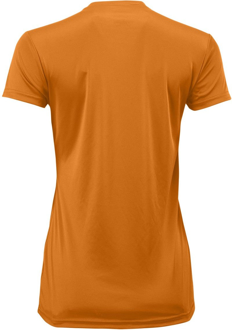 Rear View of Orange Women's Islander Performance T-Shirt - 204