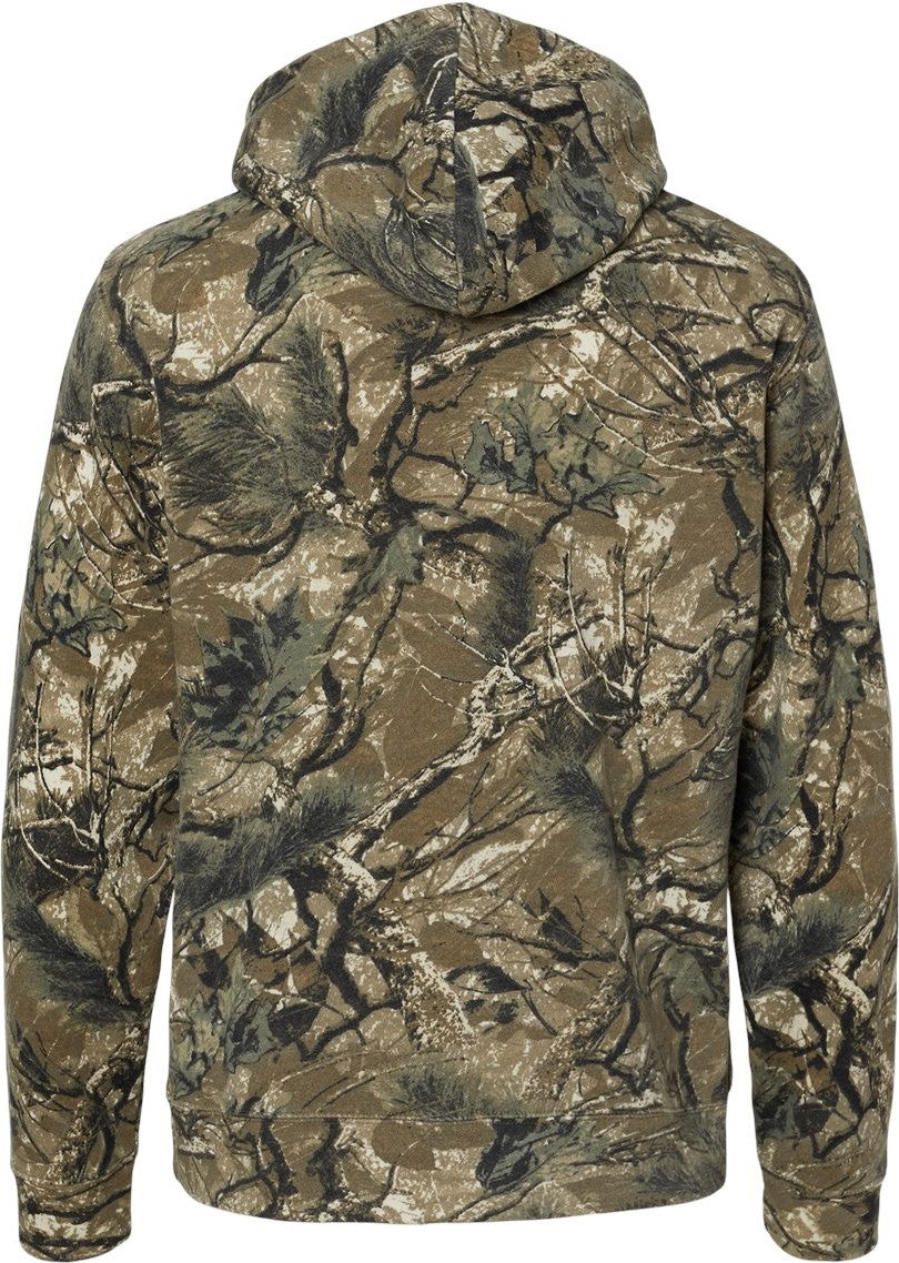 Rear View of Outdoor Camo Gaiter Fleece Hooded Sweatshirt - 8879