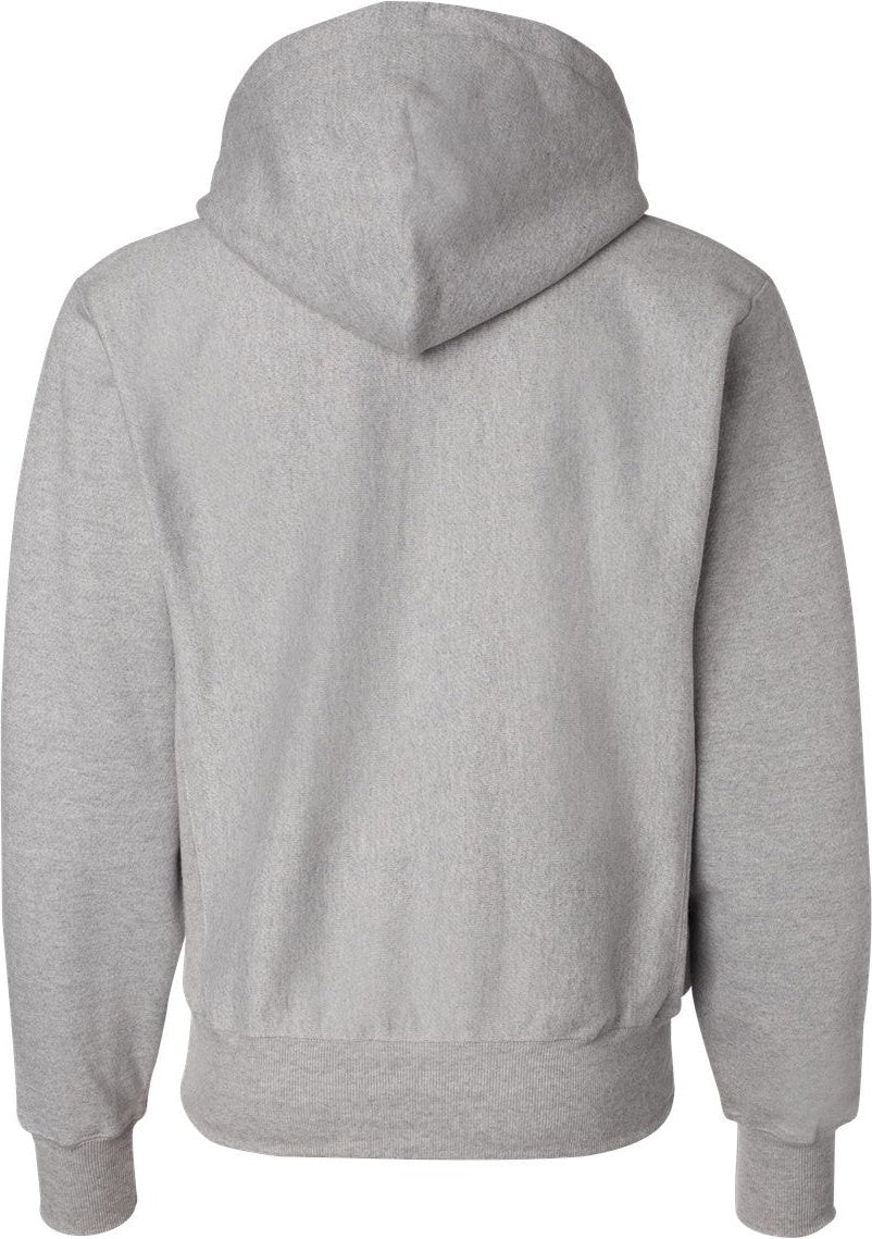 Rear View of Oxford Grey Reverse Weave® Hooded Sweatshirt - S101
