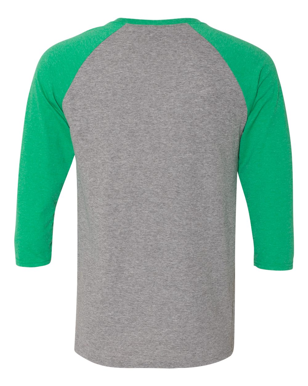 Front View of Oxford/ Irish Green Heather Triblend Three-Quarter Raglan Baseball T-Shirt - 601RR