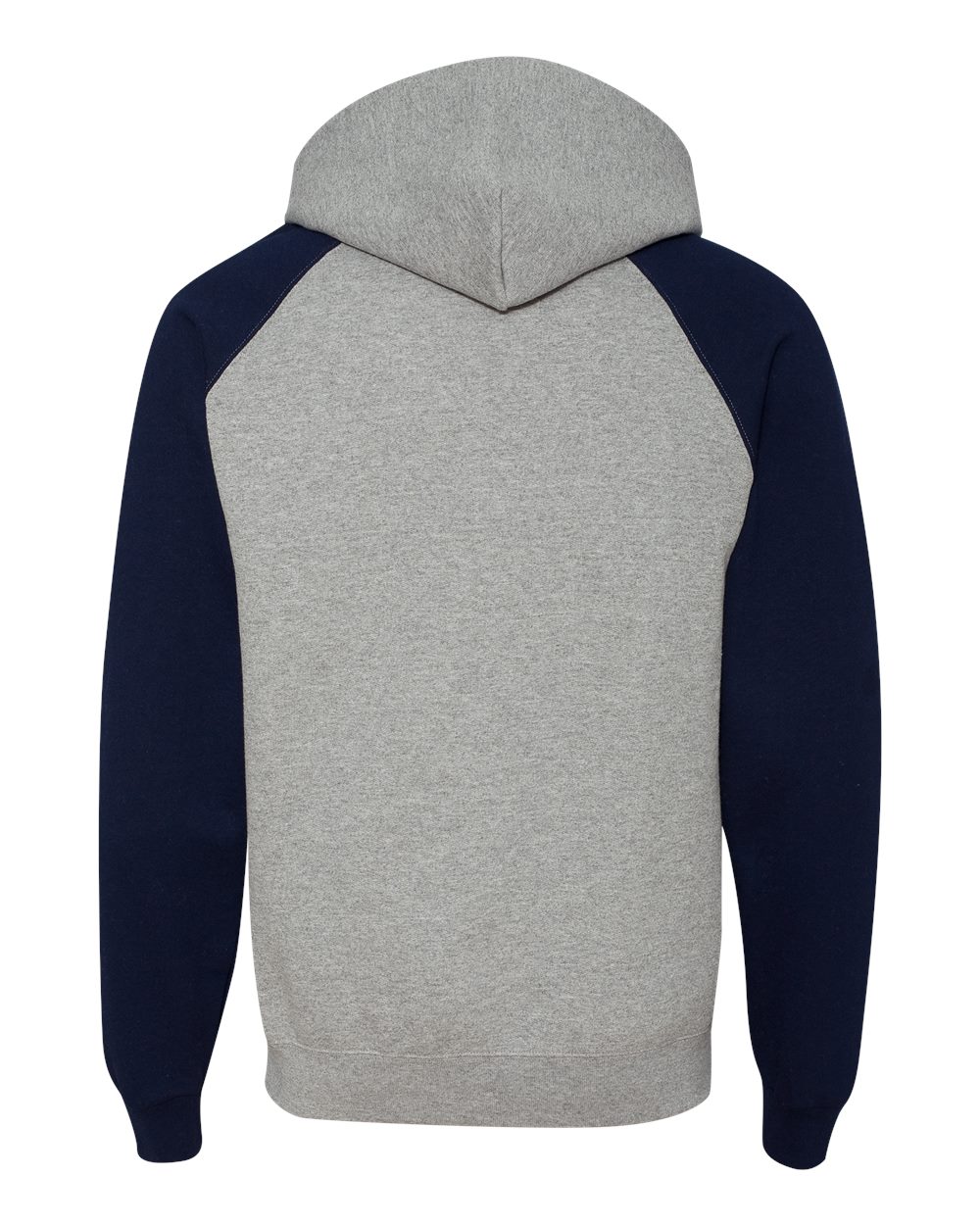 Rear View of Oxford/ J. Navy Nublend® Colorblocked Raglan Hooded Sweatshirt - 96CR
