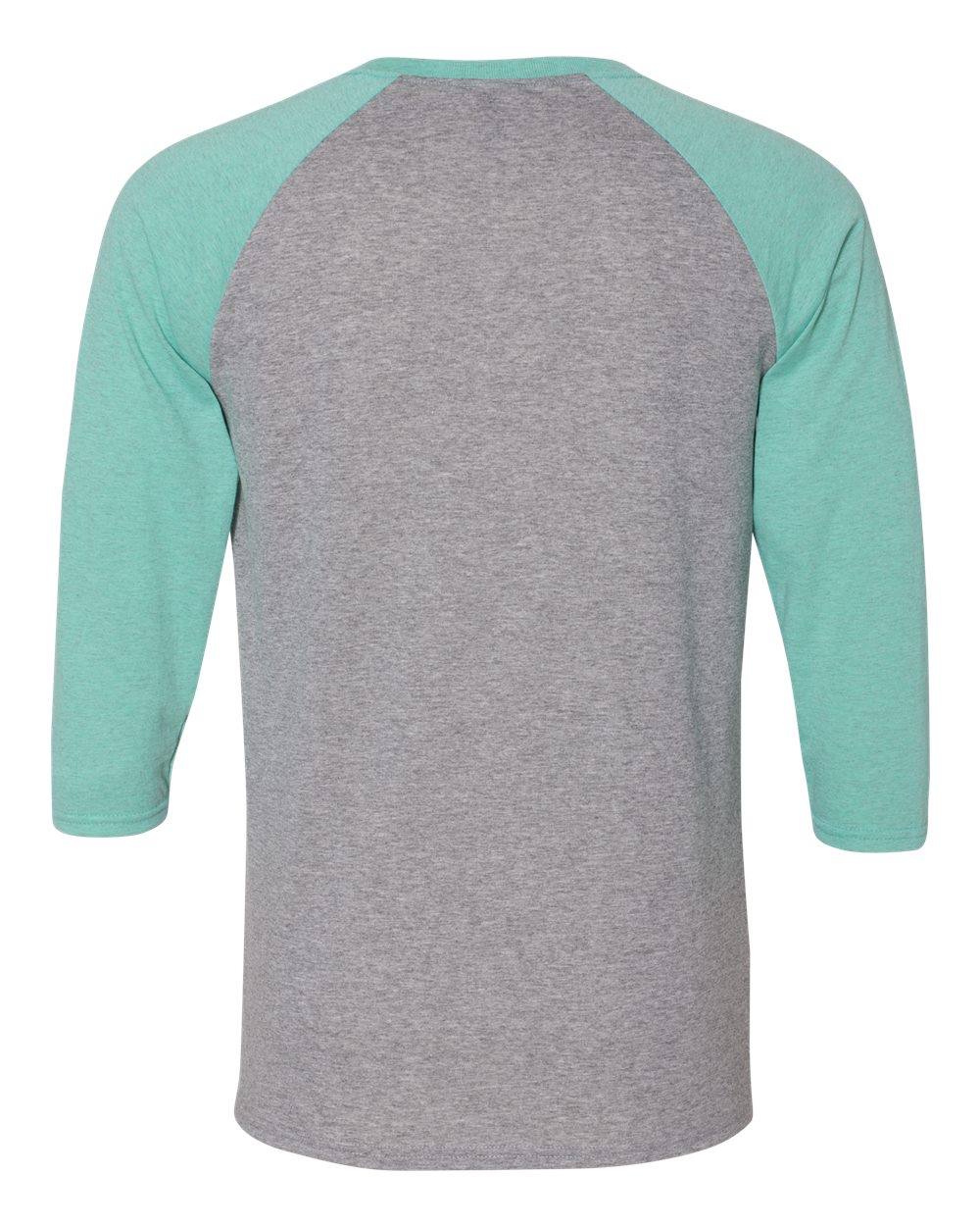 Front View of Oxford/ Mint Heather Triblend Three-Quarter Raglan Baseball T-Shirt - 601RR