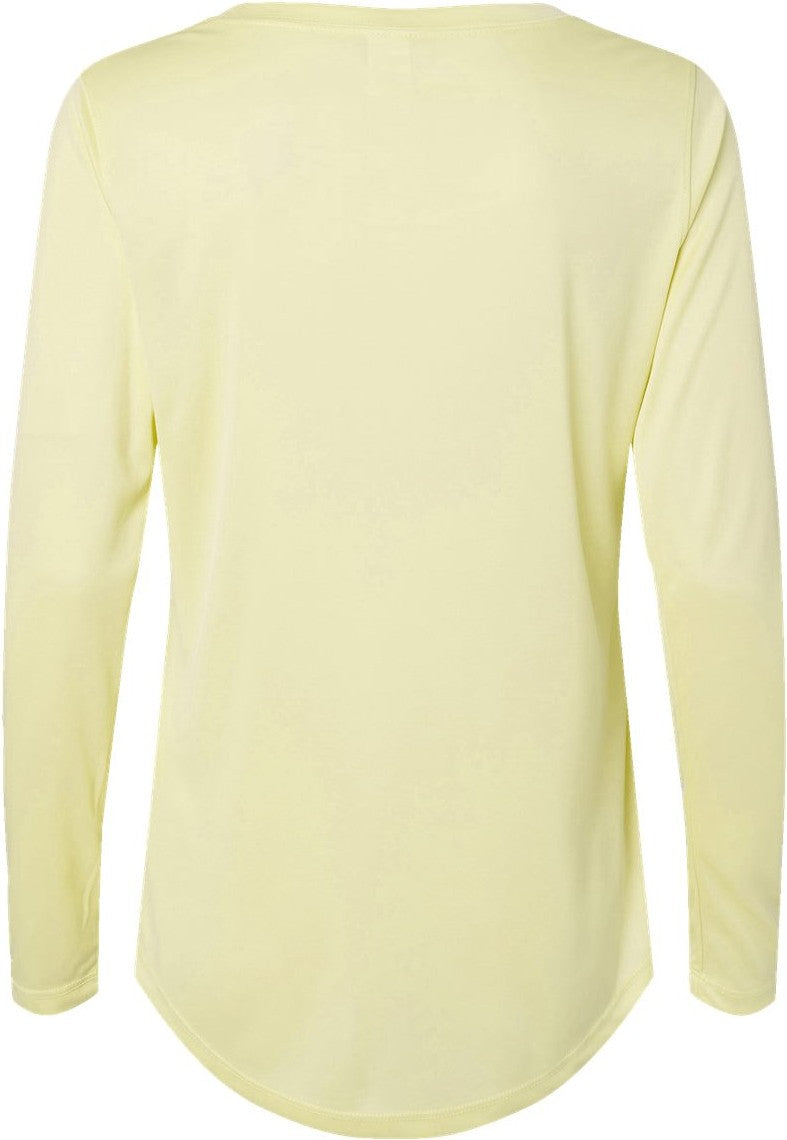 Front View of Pale Yellow Women's Long Islander Performance Long Sleeve T-Shirt - 214