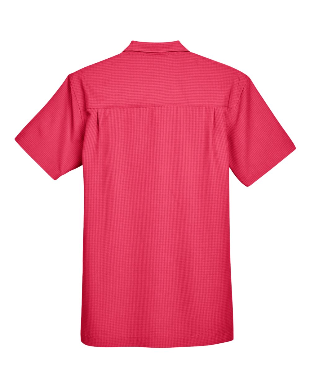 Rear View of Parrot Red Men's Barbados Textured Camp Shirt - M560
