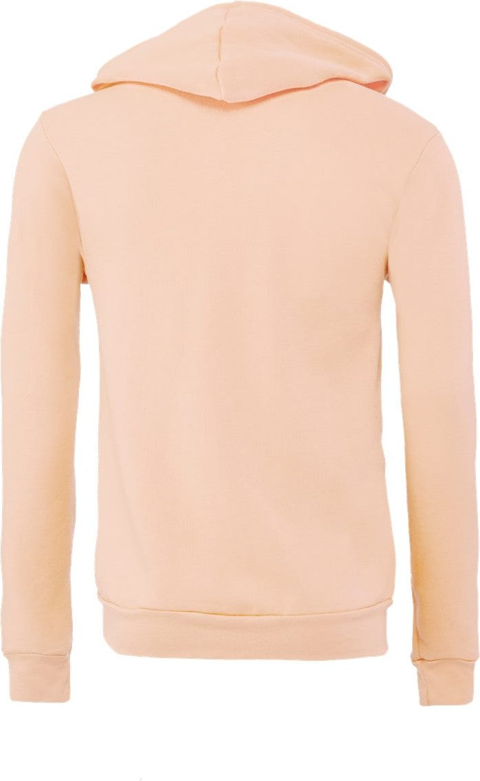 Rear View of Peach Sponge Fleece Full-Zip Hoodie - 3739
