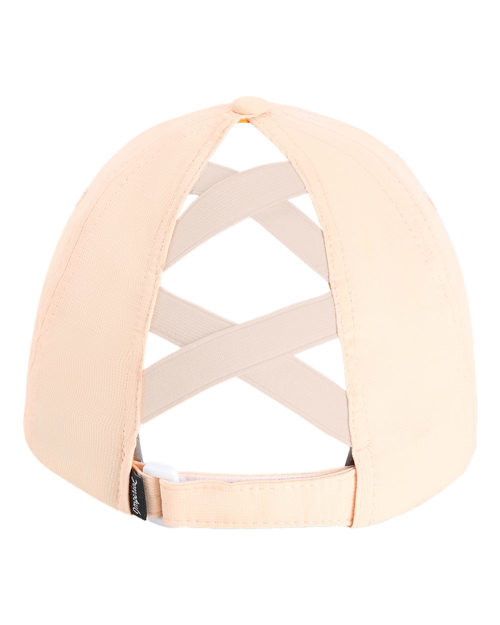 Rear View of Peach The Hinsen Women's Performance Ponytail Cap - L338