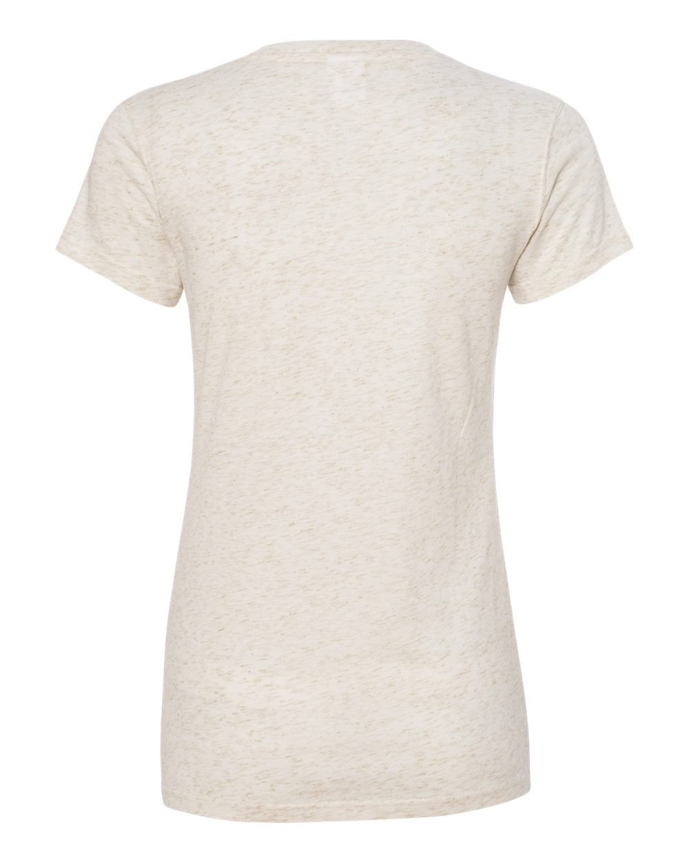 Rear View of Pearl/ Gold Women’s Glitter V-Neck T-Shirt - 8136