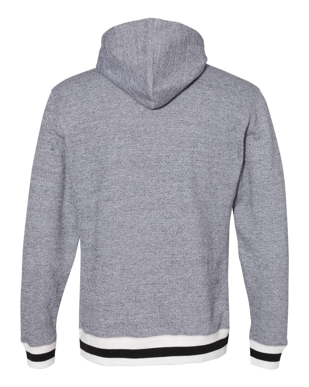 Rear View of Pepper/ Black Peppered Fleece Lapover Hooded Sweatshirt - 8701