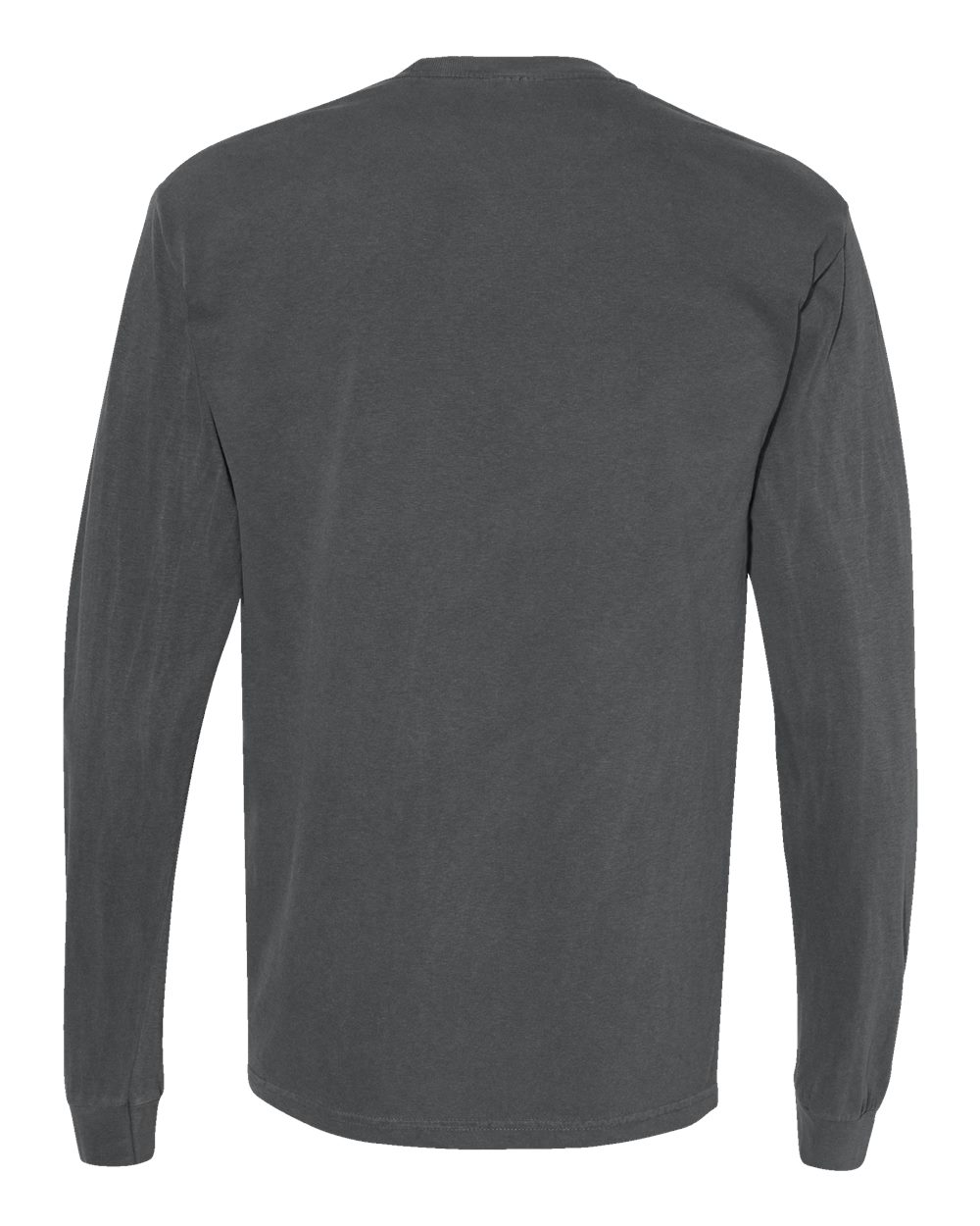 Rear View of Pepper Garment-Dyed Heavyweight Long Sleeve Pocket T-Shirt - 4410