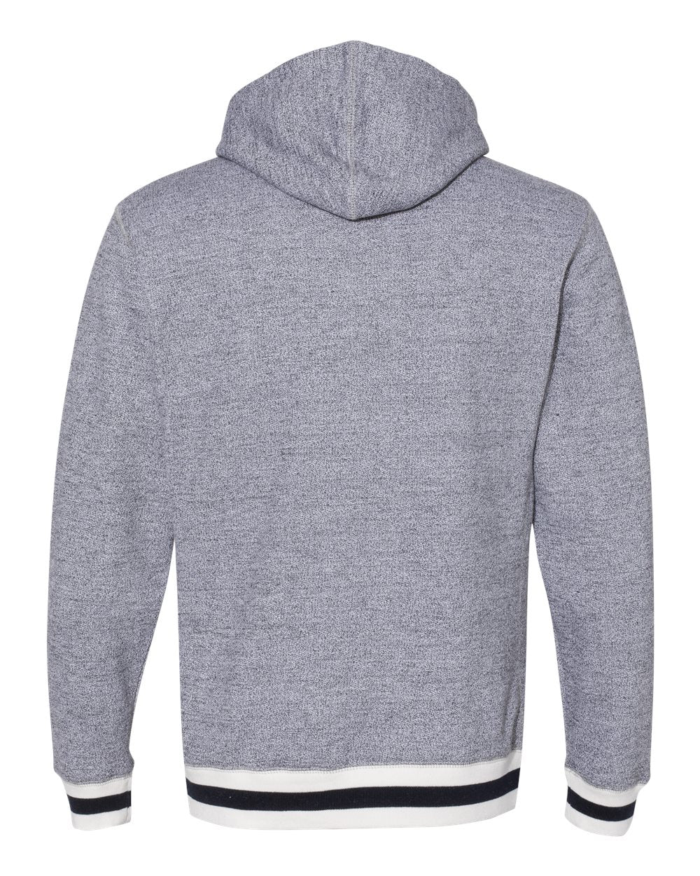 Rear View of Pepper/ Navy Peppered Fleece Lapover Hooded Sweatshirt - 8701