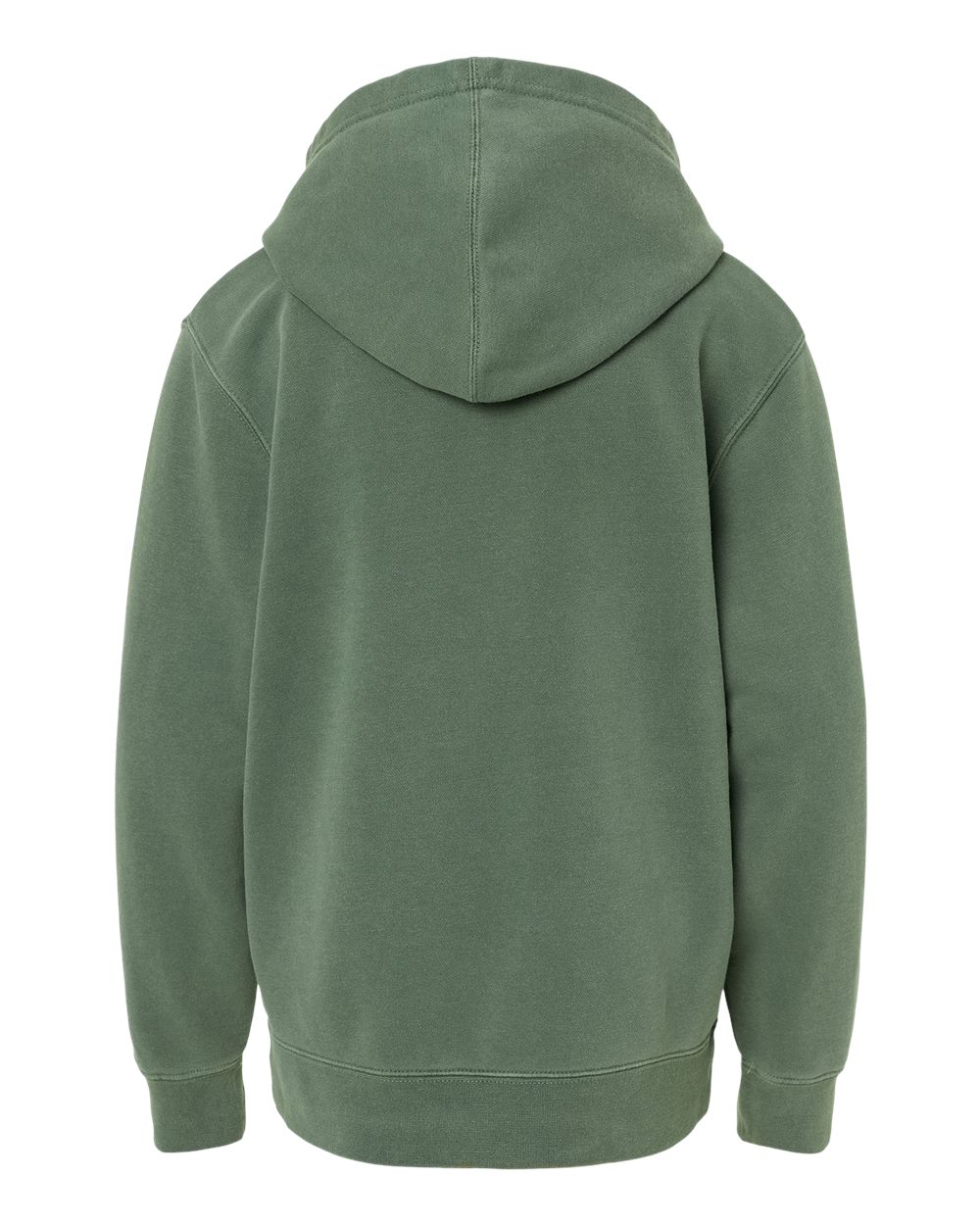 Rear View of Pigment Alpine Green Youth Midweight Pigment-Dyed Hooded Sweatshirt - PRM1500Y