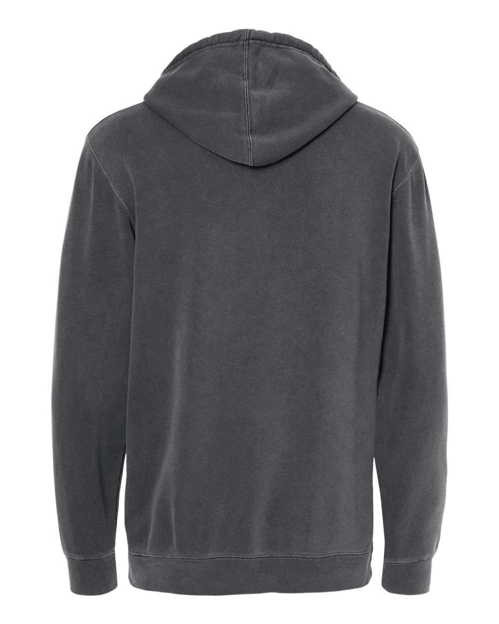 Rear View of Pigment Black Midweight Pigment-Dyed Hooded Sweatshirt - PRM4500