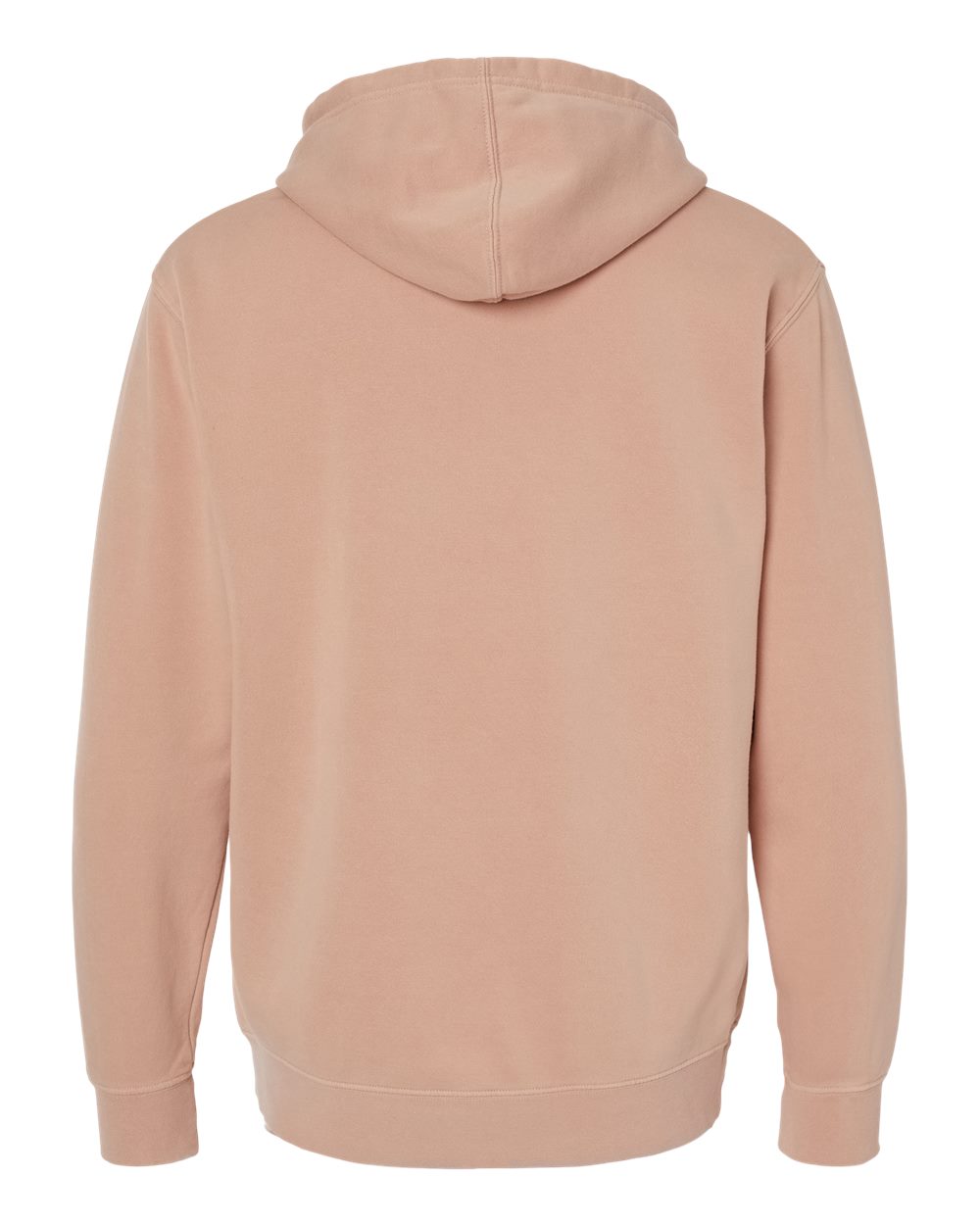 Rear View of Pigment Dusty Pink Midweight Pigment-Dyed Hooded Sweatshirt - PRM4500