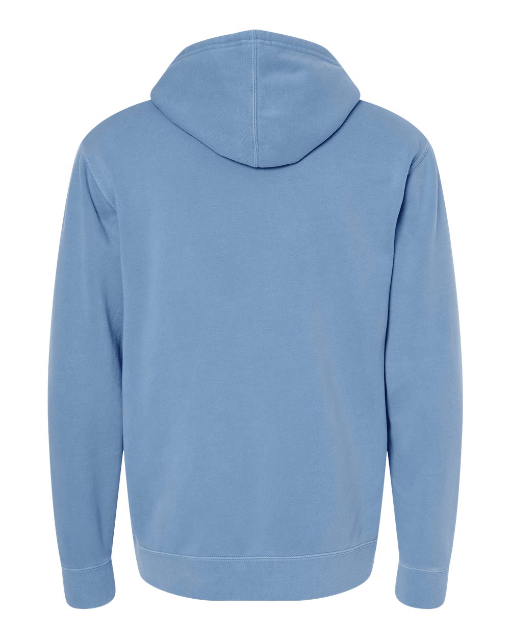 Rear View of Pigment Light Blue Midweight Pigment-Dyed Hooded Sweatshirt - PRM4500