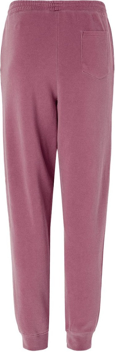 Rear View of Pigment Maroon Pigment-Dyed Fleece Pants - PRM50PTPD