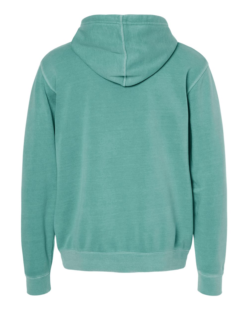 Rear View of Pigment Mint Midweight Pigment-Dyed Hooded Sweatshirt - PRM4500