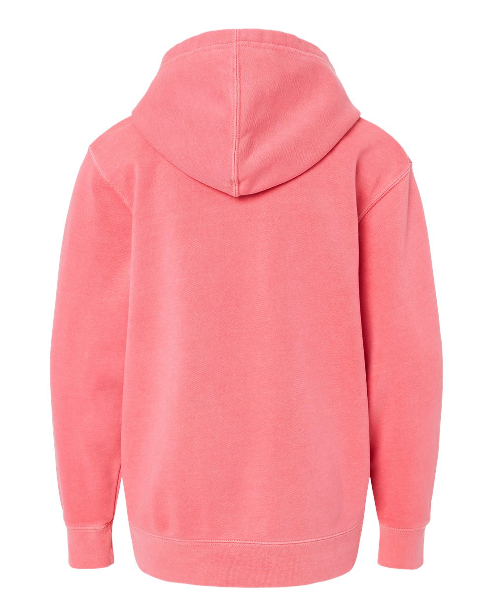 Rear View of Pigment Pink Youth Midweight Pigment-Dyed Hooded Sweatshirt - PRM1500Y
