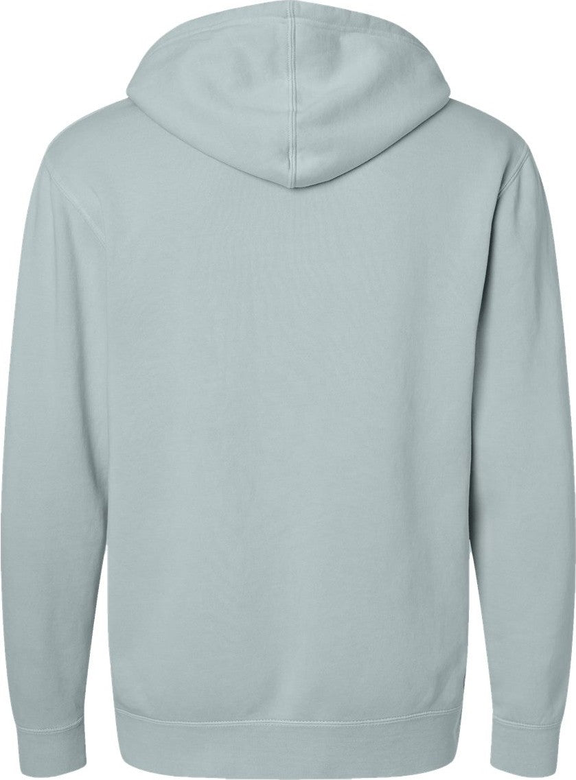 Rear View of Pigment Sage Midweight Pigment-Dyed Hooded Sweatshirt - PRM4500