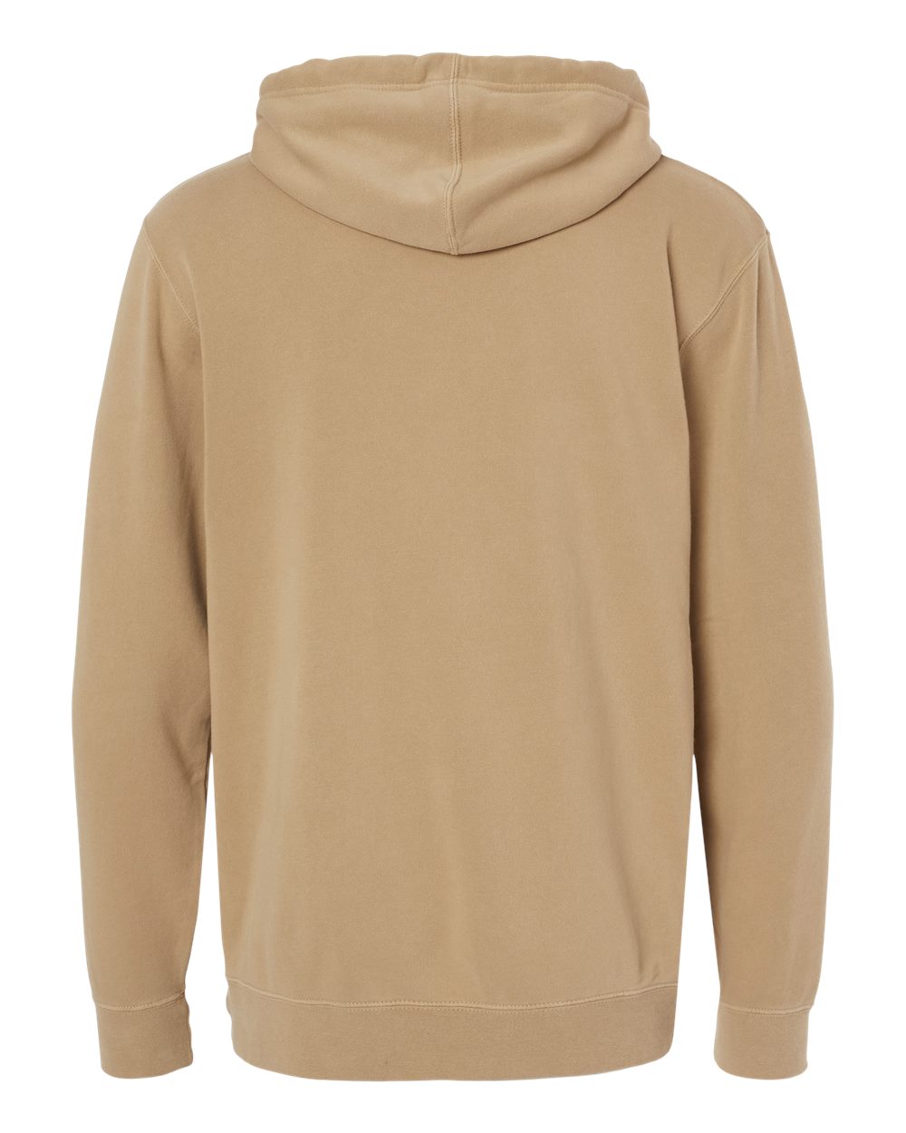 Rear View of Pigment Sandstone Midweight Pigment-Dyed Hooded Sweatshirt - PRM4500