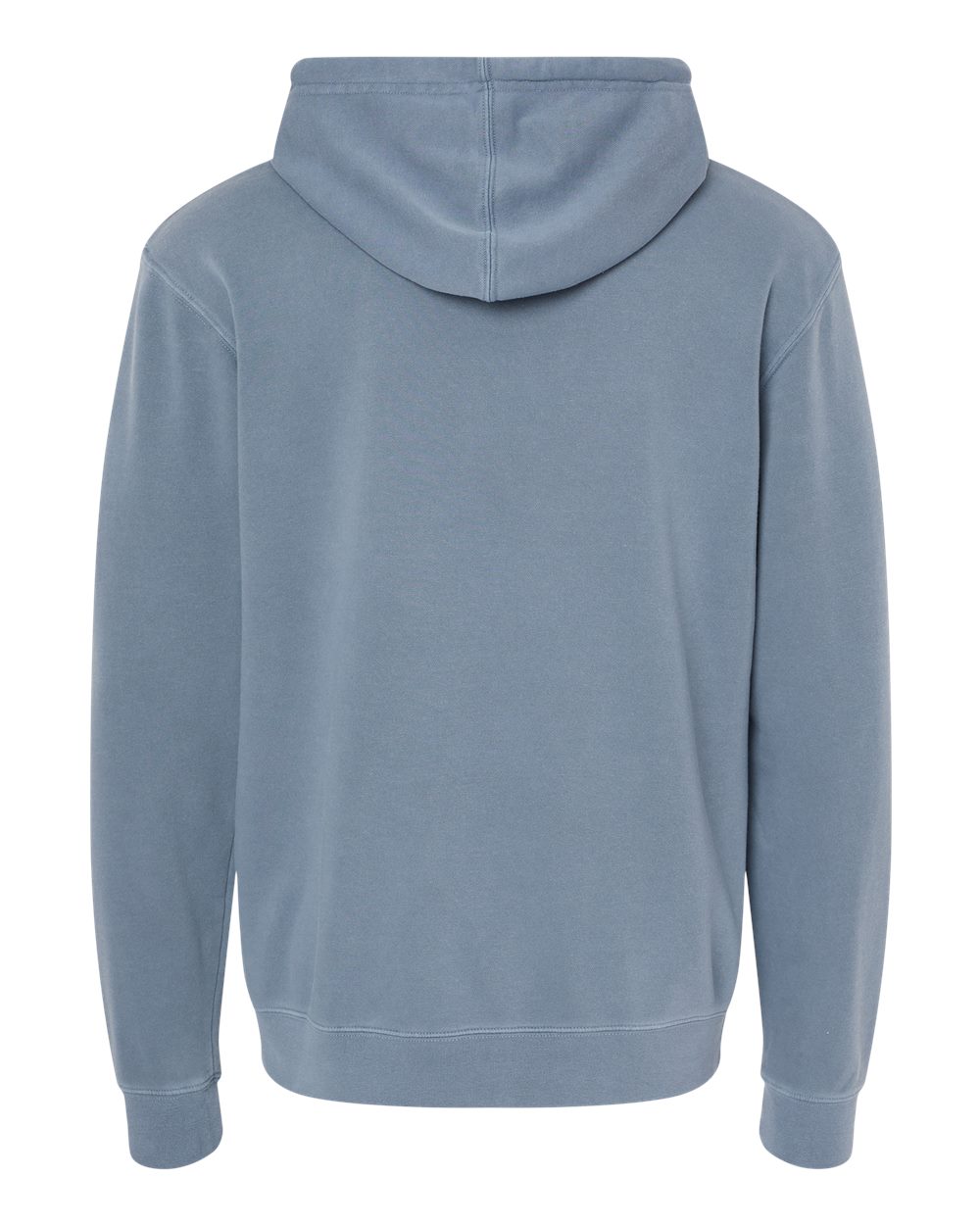 Rear View of Pigment Slate Blue Midweight Pigment-Dyed Hooded Sweatshirt - PRM4500