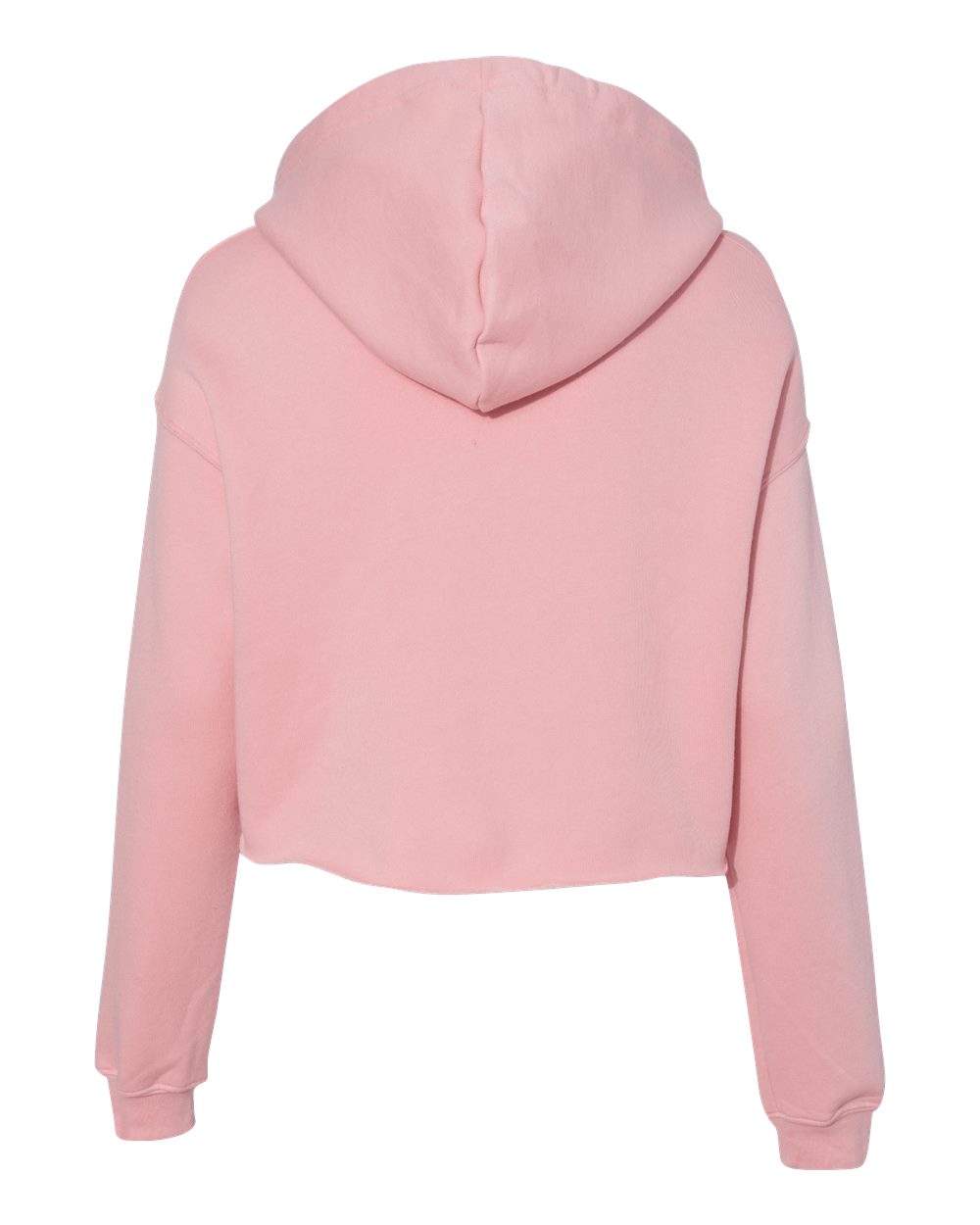 Rear View of Pink Women's Crop Fleece Hoodie - 7502