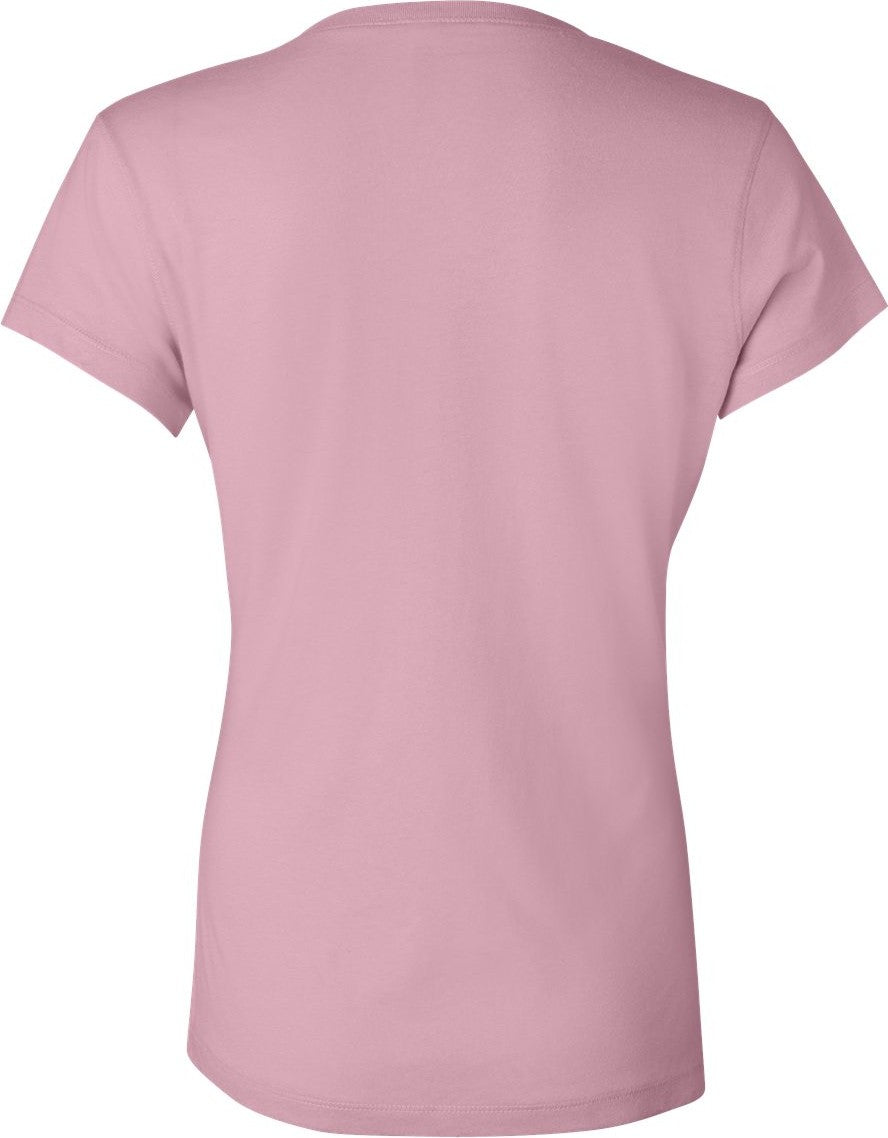Rear View of Pink Women’s Jersey V-Neck Tee - 6005