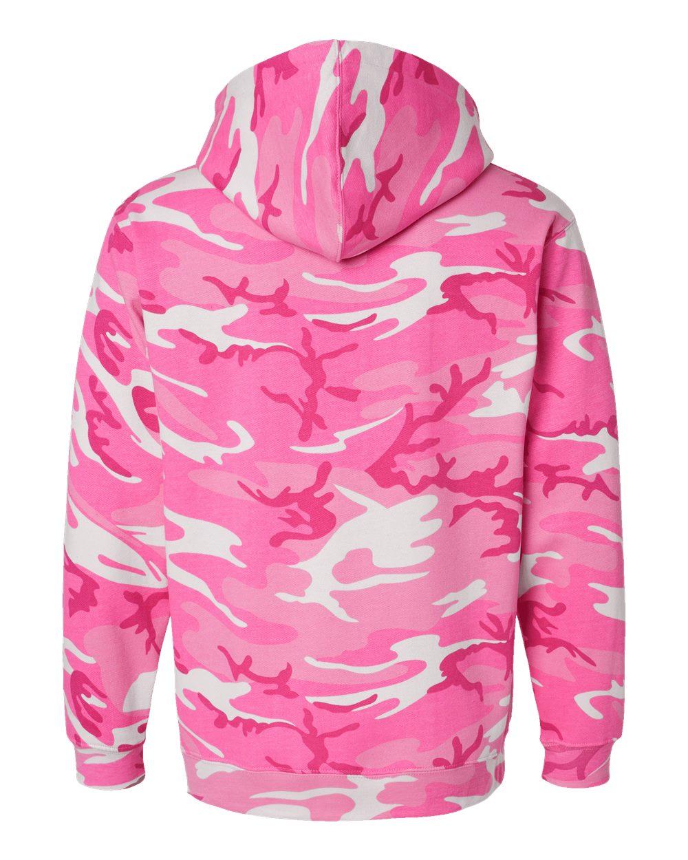 Rear View of Pink Woodland Camo Pullover Fleece Hoodie - 3969