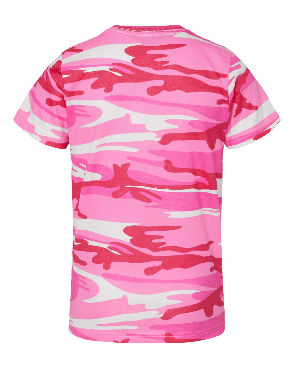 Rear View of Pink Woodland Youth Camouflage T-Shirt - 2207