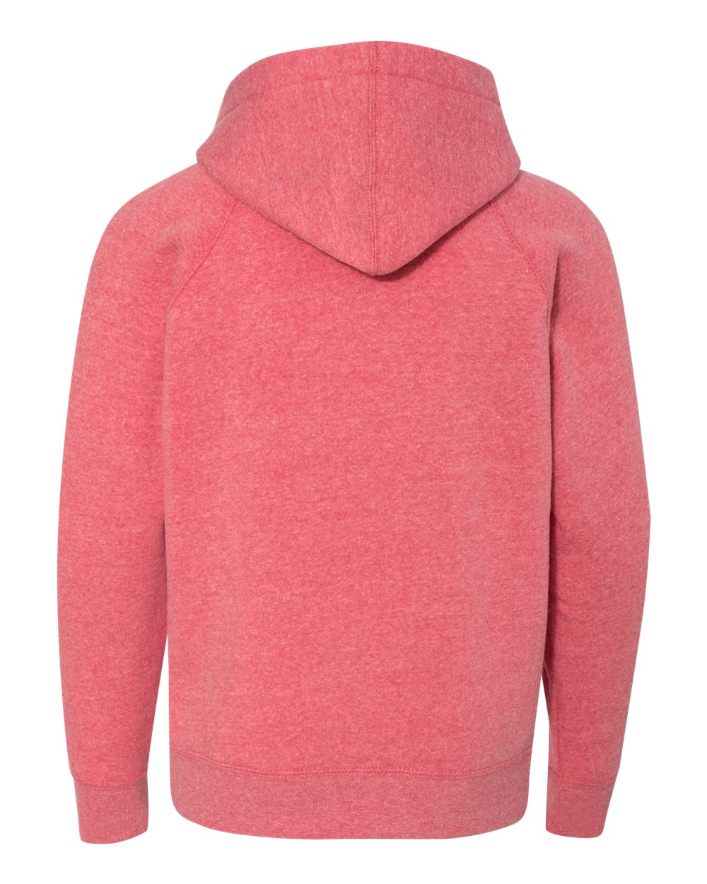 Rear View of Pomegranate Youth Lightweight Special Blend Raglan Hooded Sweatshirt - PRM15YSB
