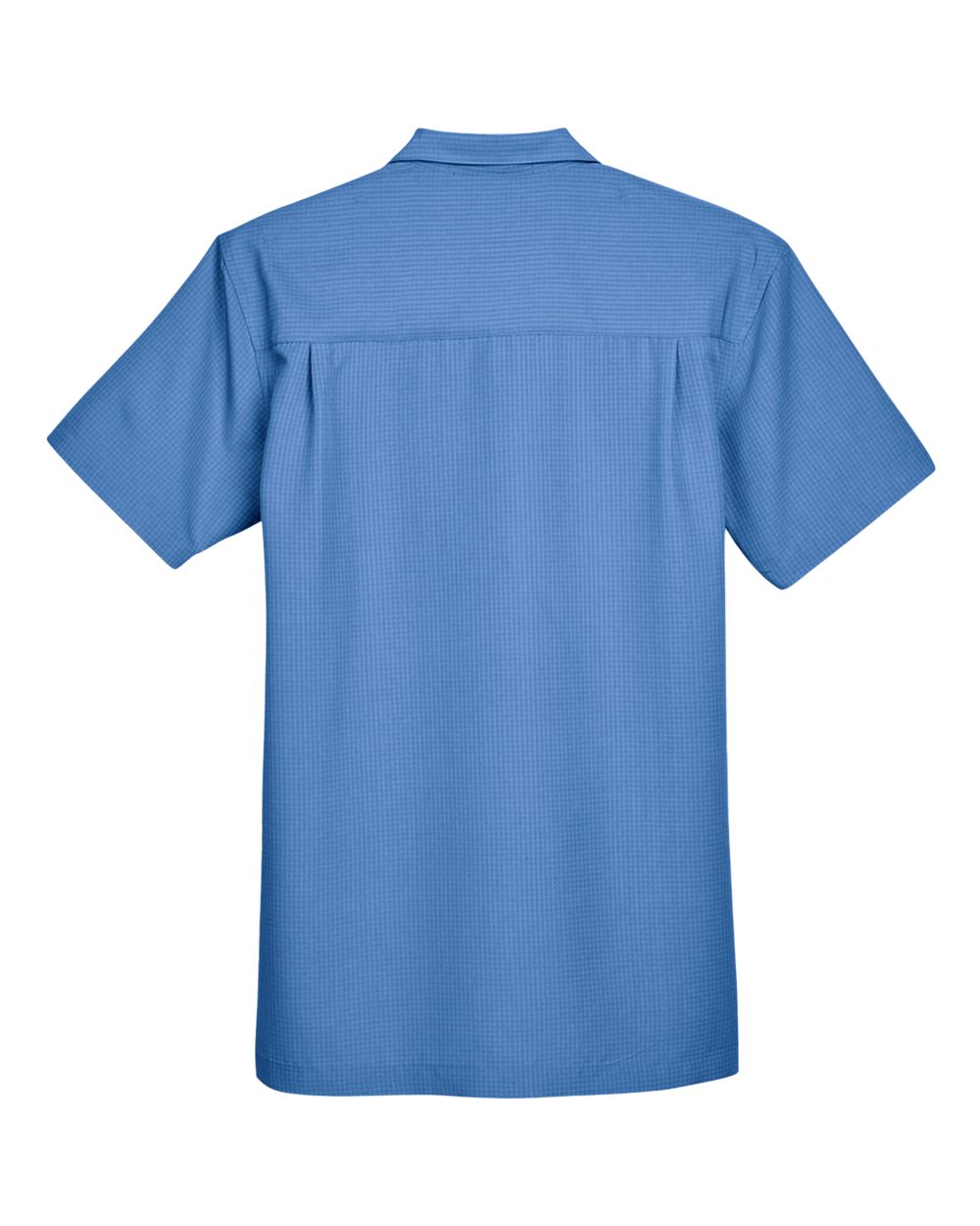 Rear View of Pool Blue Men's Barbados Textured Camp Shirt - M560