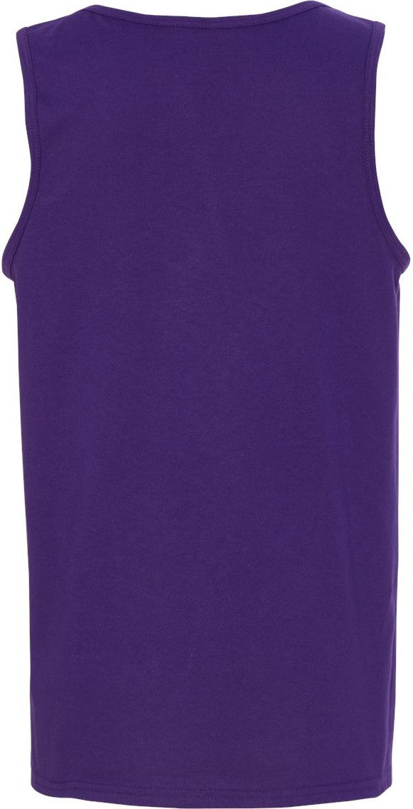 Rear View of Purple Heavy Cotton™ Tank Top - 5200