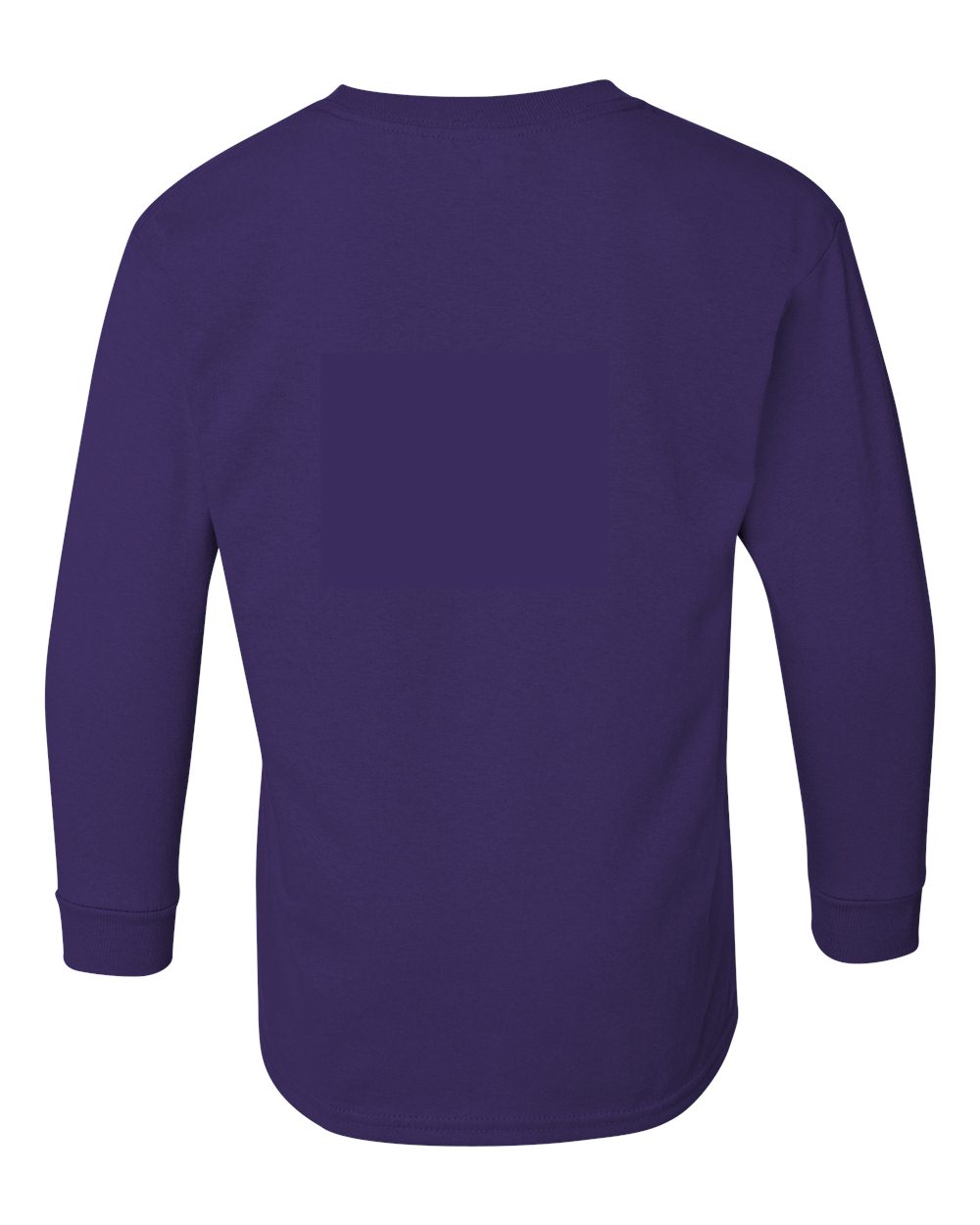Rear View of Purple Heavy Cotton™ Youth Long Sleeve T-Shirt - 5400B
