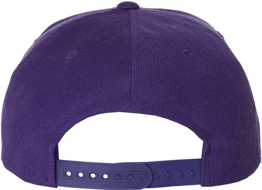 Front View of Purple Premium Flat Bill Snapback Cap - 6089M