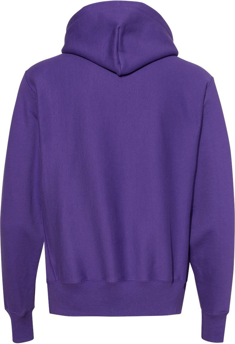 Rear View of Purple Reverse Weave® Hooded Sweatshirt - S101