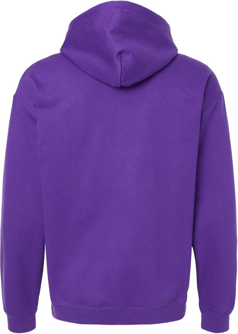 Rear View of Purple Softstyle® Midweight Hooded Sweatshirt - SF500