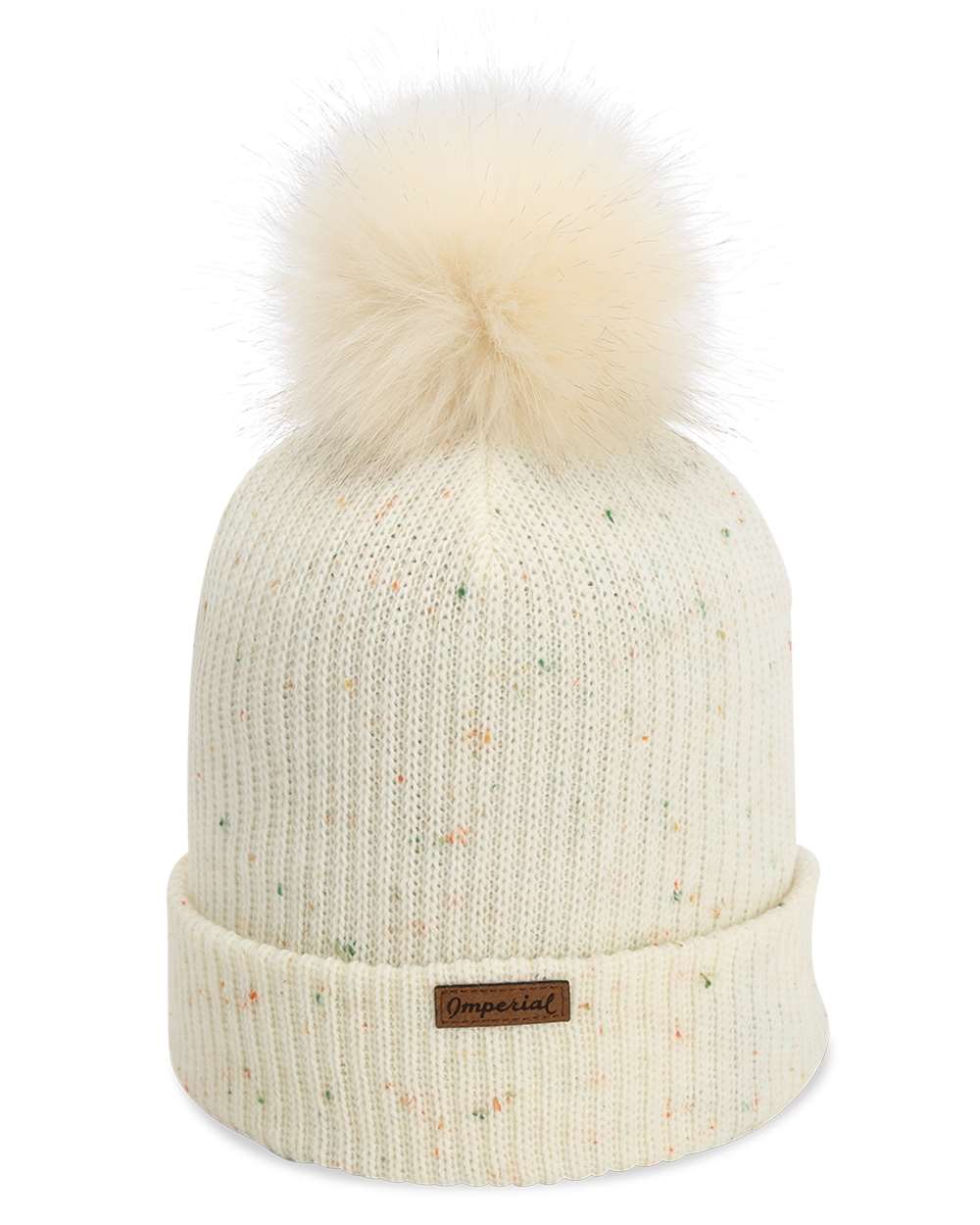Rear View of Putty The Montage Pom Cuffed Beanie - 6014