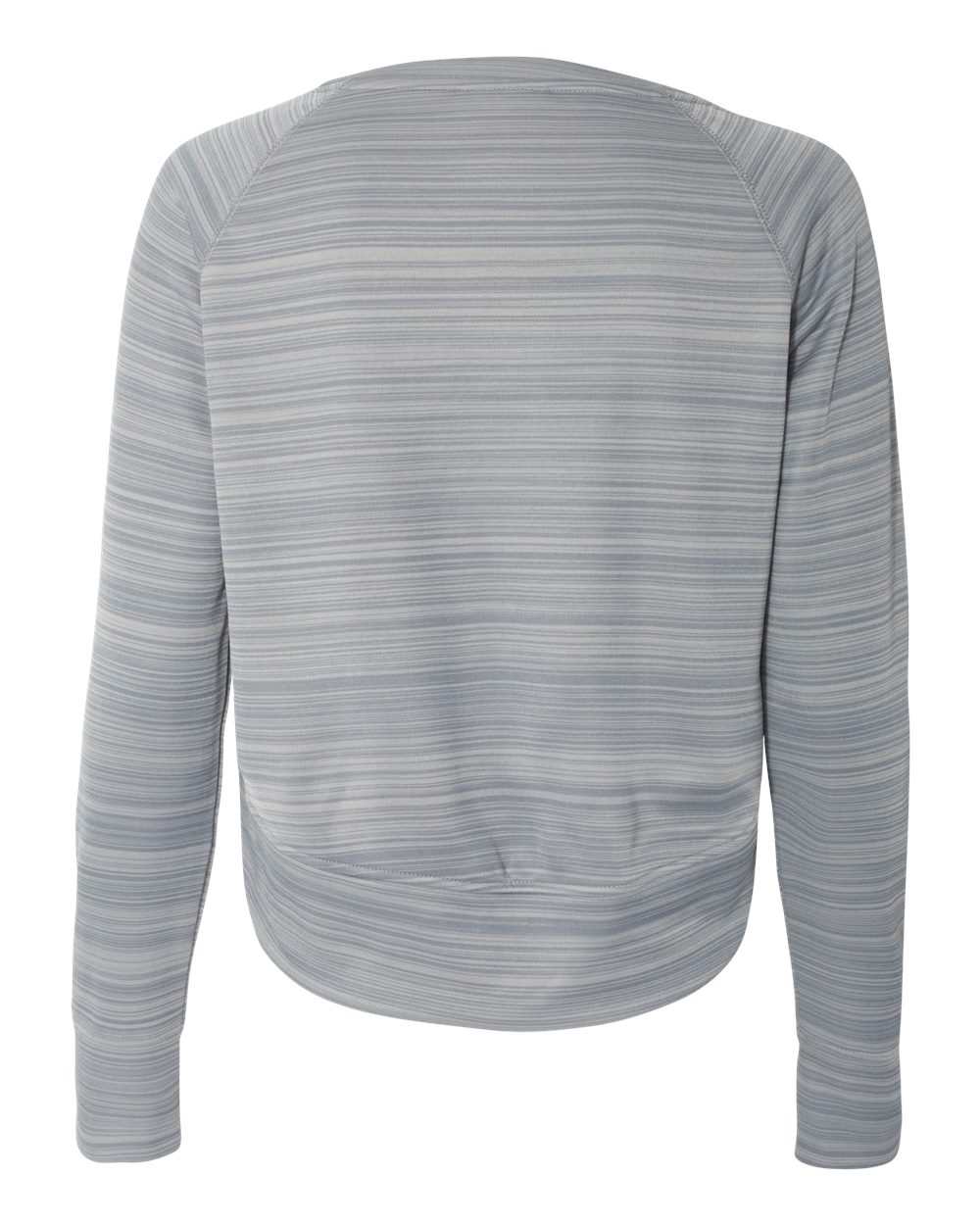 Rear View of Quarry Women's Odyssey Striped Performance Fleece Hi-Low Crewneck Sweatshirt - 8663
