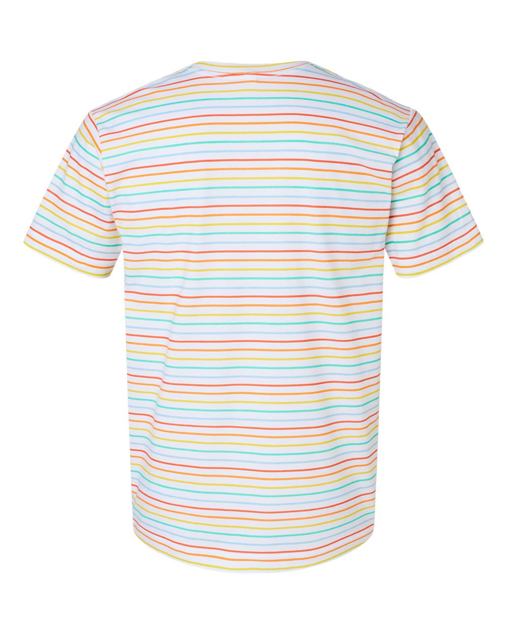 Rear View of Rainbow Stripe Fine Jersey Tee - 6901