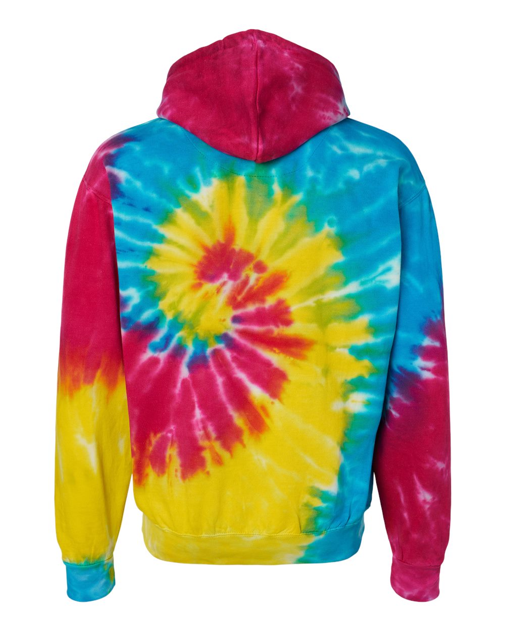 Rear View of Reactive Rainbow Tie-Dyed Hooded Sweatshirt - 8777
