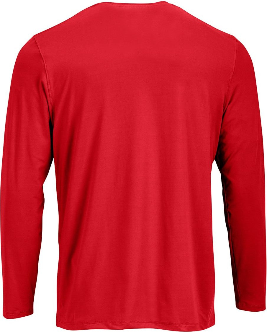 Rear View of Red Aruba Extreme Performance Long Sleeve T-Shirt - 222