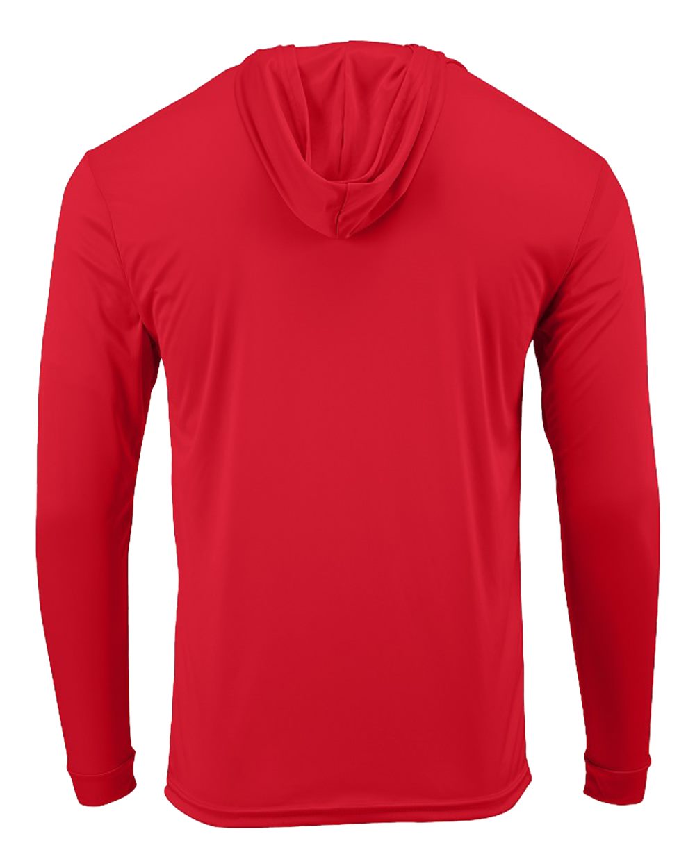 Front View of Red Bahama Performance Hooded Long Sleeve T-Shirt - 220