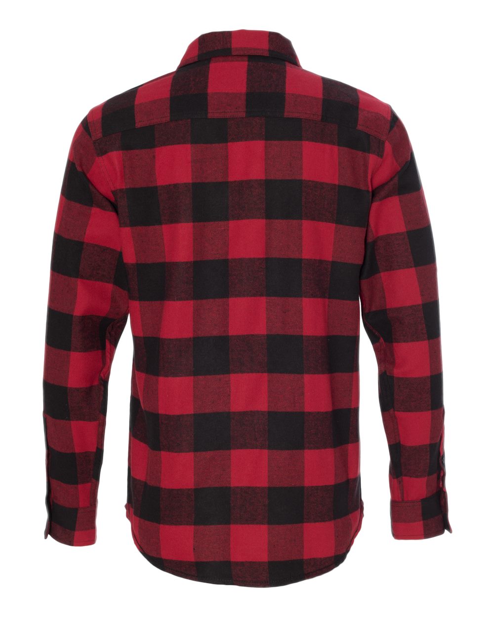 Rear View of Red/ Black Buffalo Yarn-Dyed Flannel Shirt - 8210