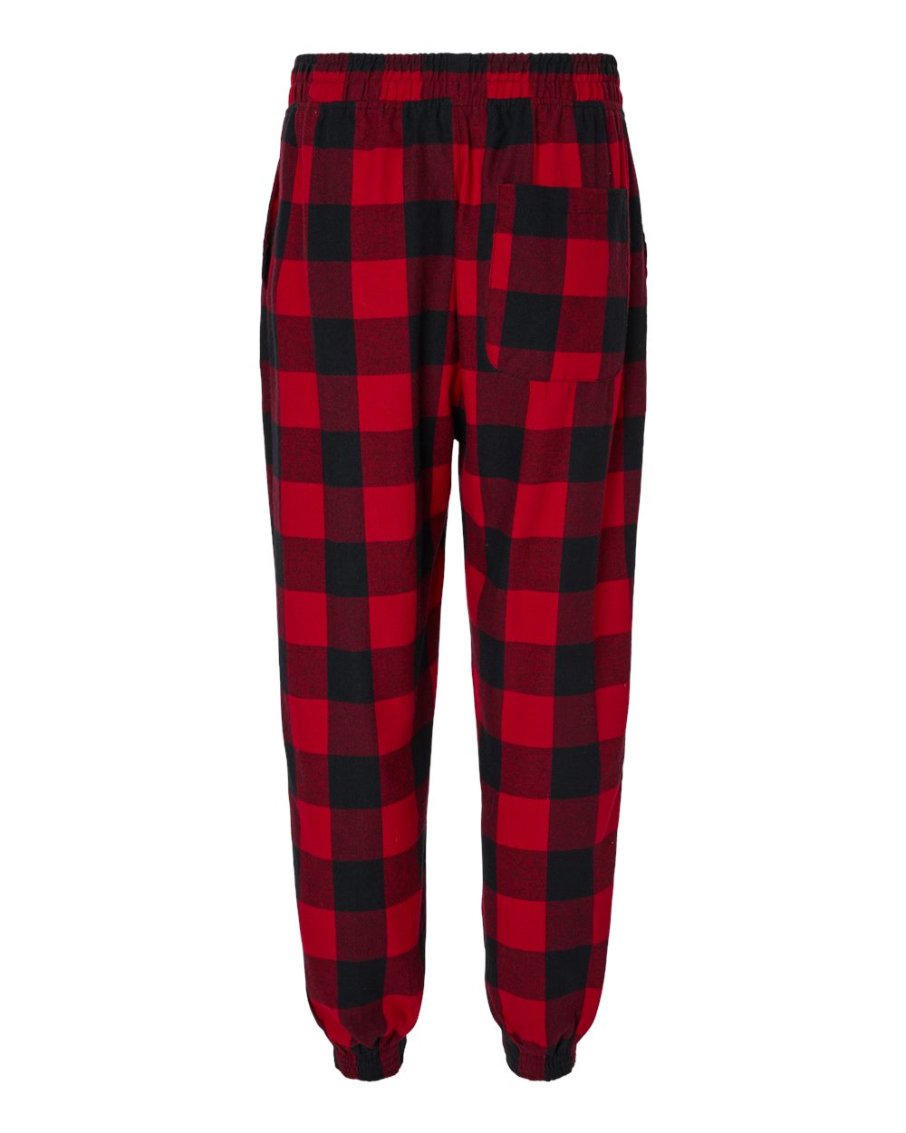Rear View of Red/ Black Flannel Joggers - 8810