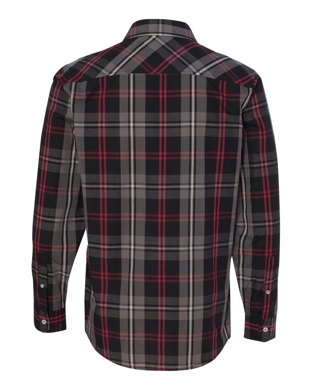 Rear View of Red/ Black Plaid Shirt - 8202