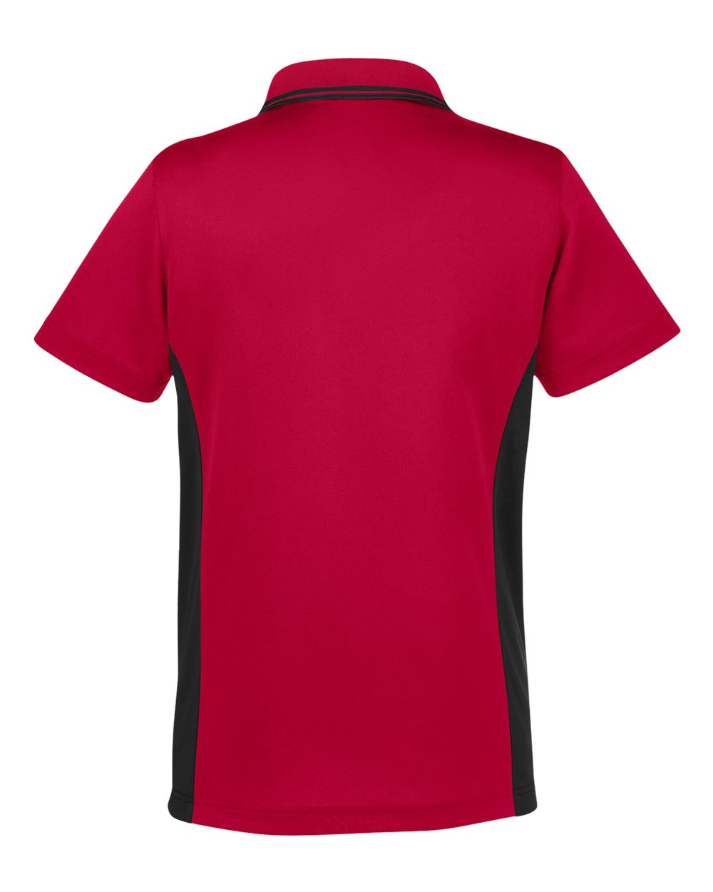 Rear View of Red/ Black Women's Flash Snag Protection Plus IL Colorblock Polo - M386W