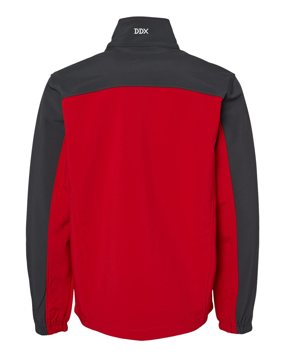 Rear View of Red/ Charcoal Motion Soft Shell Jacket - 5350