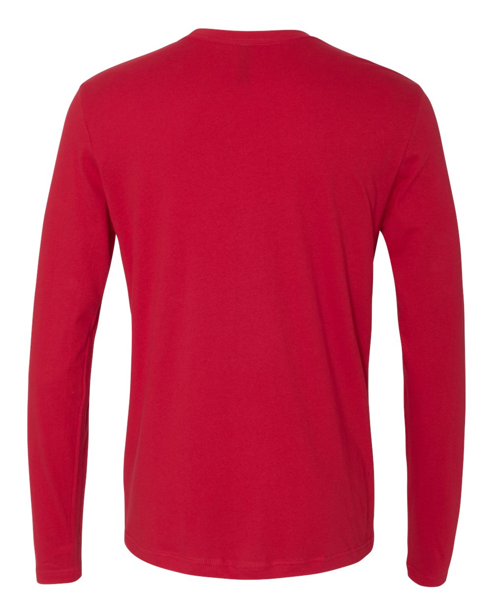 Rear View of Red Cotton Long Sleeve T-Shirt - 3601