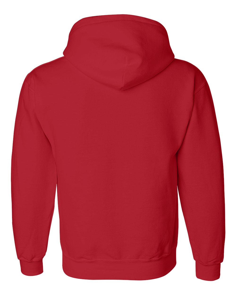 Rear View of Red DryBlend® Hooded Sweatshirt - 12500